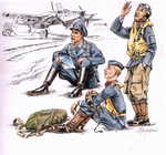 German pilots at rest WW II (3 fig.)