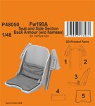 Fw190A Seat and Side Section Back Armour (w/o harness) 1/48 / for Tamiya kits