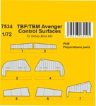 TBF/TBM Avenger Control Surfaces 1/72 / for Hobby Boss kits